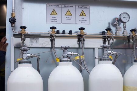 Oxygen tanks at oxygen plant in Tonga