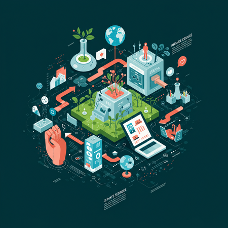 Graphic with icons to represent Egypt's Climate Resilience through Digital Health Initiative